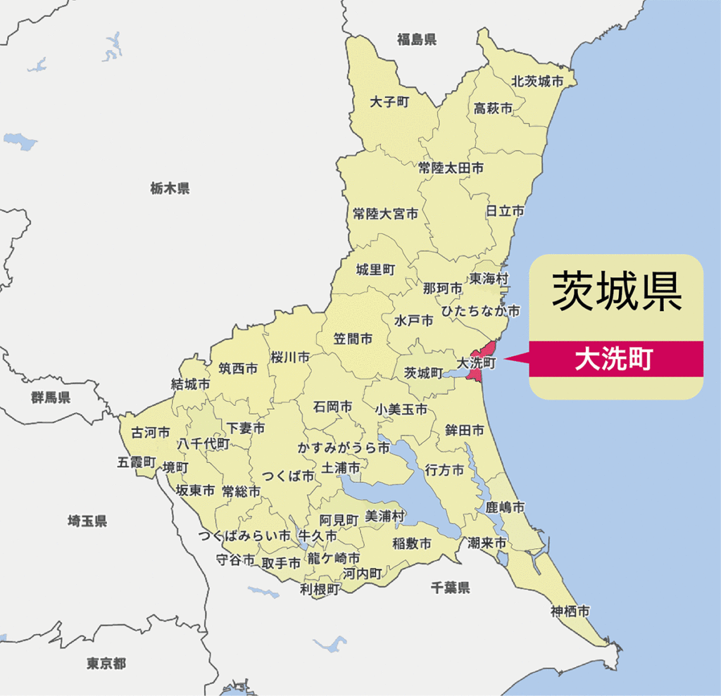 茨城県大洗町の位置を示す地図
